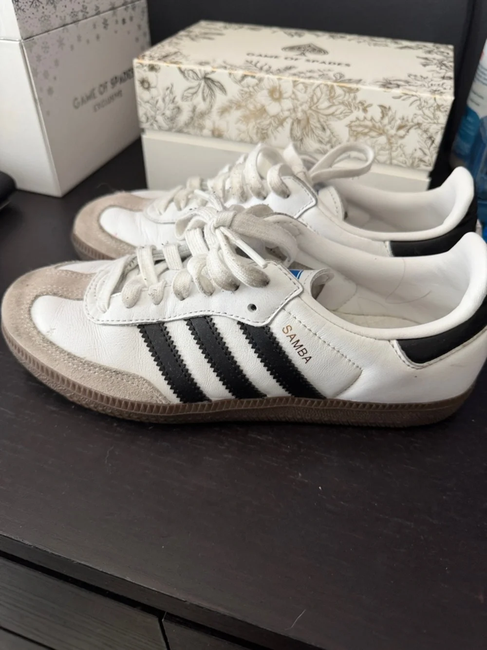 adidas White & Black Samba Leather Sneakers - Picture 3 of 6